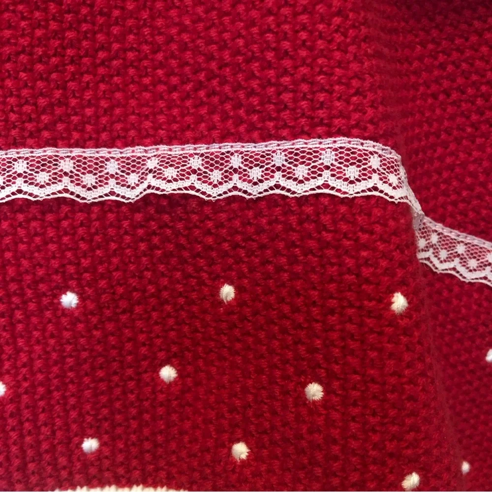 Tahari Baby NWT 3-Piece Holiday Red Knit Baby Dress, Hat and Cream Tights